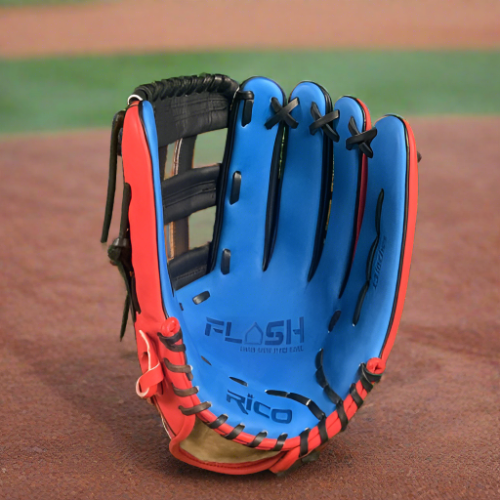 13 inch Flash Glove, right hand thrower, red, royal, black, with H web.