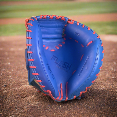 33 inch Flash glove catchers mitt, right hand thrower, royal, with red laces.