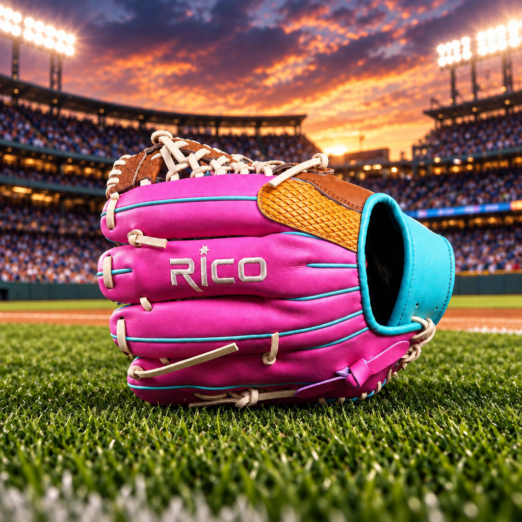 12 inch Ultra Series with name, right hand thrower, K mod trap web, mint thumb and wrist, pink backside, python web.