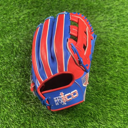12.5 inch Limited Edition red and royal blue with H web, right hand thrower, home of the brave edition
