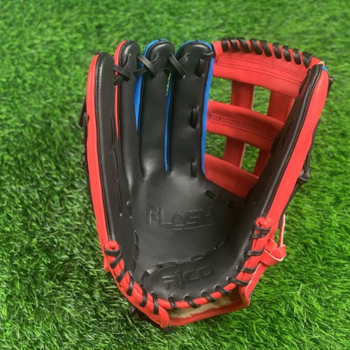 13 inch Flash Glove, lefty thrower, red, royal, black, with H web.