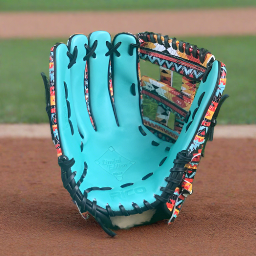 12.75 inch Limited Edition, left hand thrower, southwest pattern with mint palm,  kip leather.
