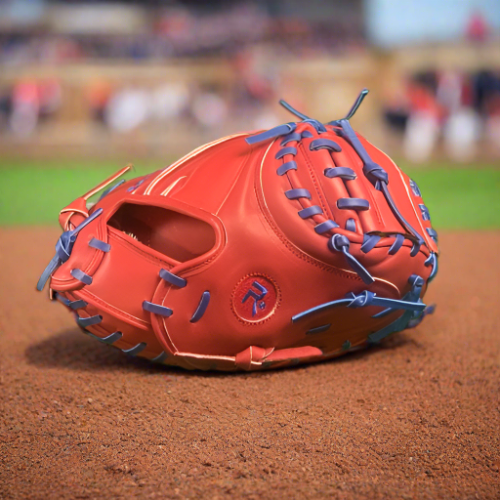 32.5 inch Flash glove catchers mitt, right hand thrower,  red, with royal blue laces.