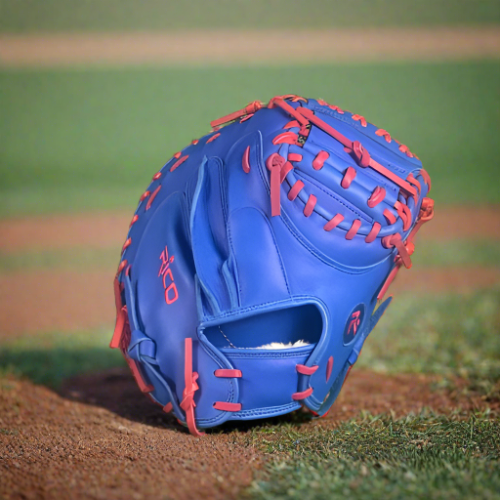 33 inch Flash glove catchers mitt, right hand thrower, royal, with red laces.