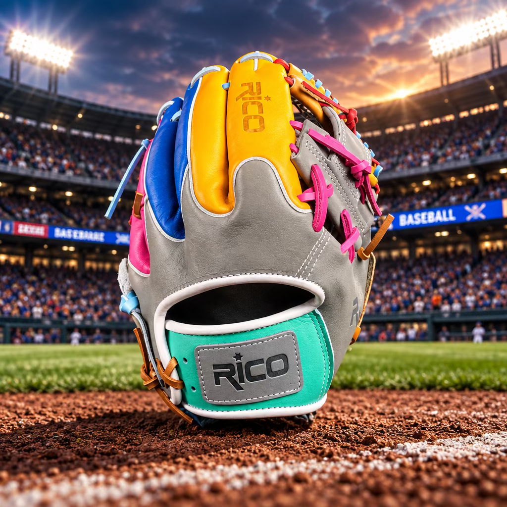 11.50 inch Scrap Glove, right hand thrower, wave pattern multi-color glove, i web, mint wrist.