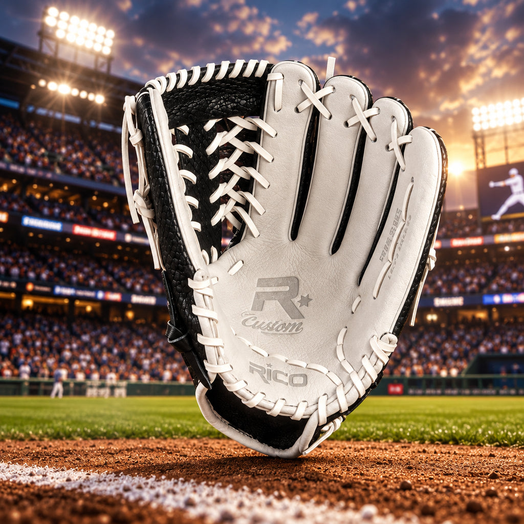 12.75 inch Prime Series with name embroidered, right hand thrower, Mexico flag on thumb, black python, white palm.