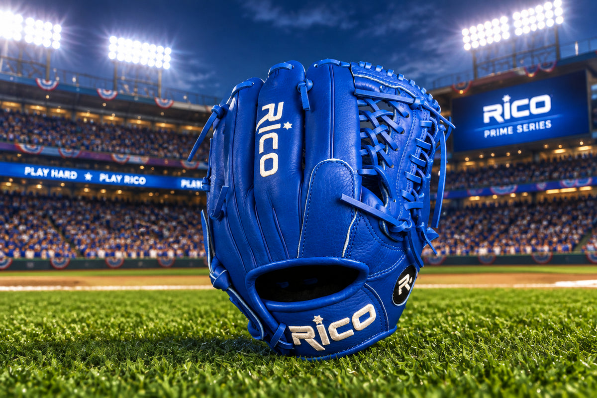 11.50 inch Prime Series Youth (9-11 years old), right hand thrower, royal blue shell and laces, Rico logo direct stitch in white.