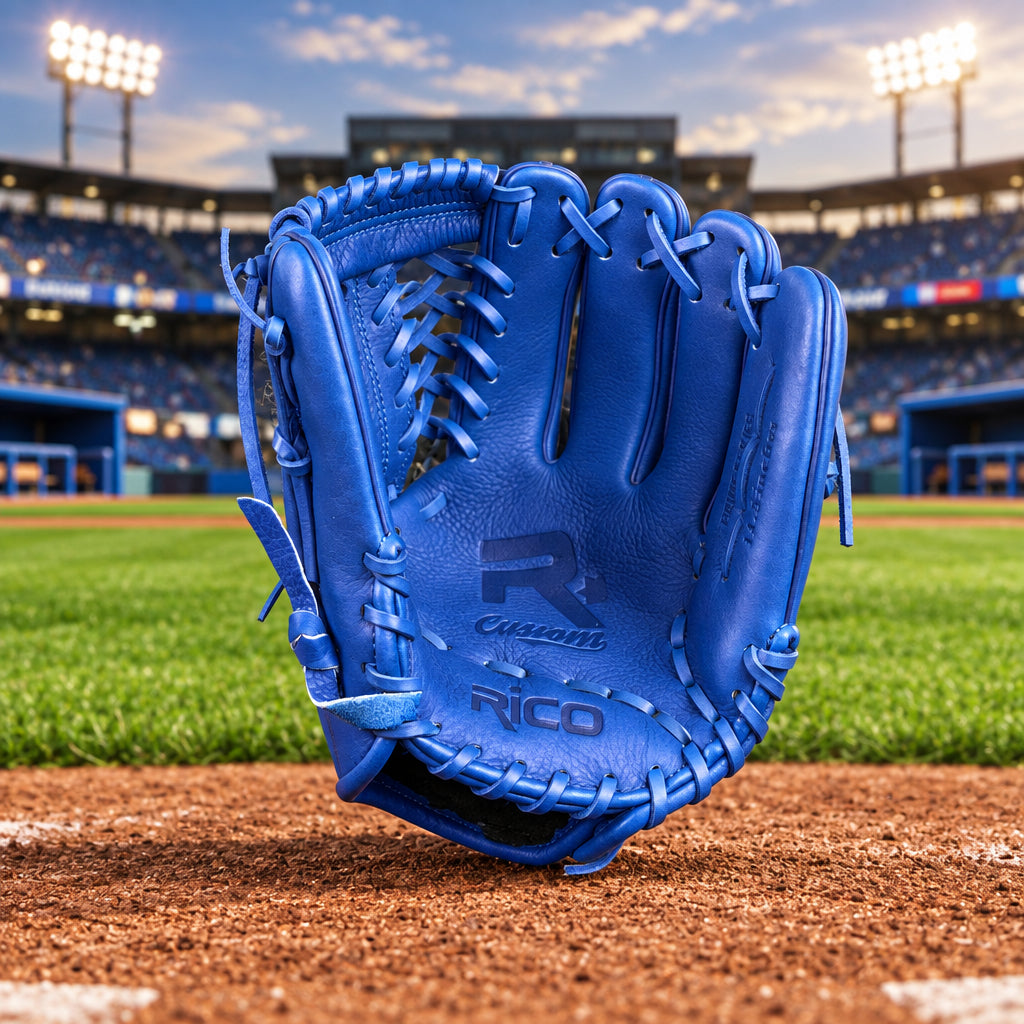 11.50 inch Prime Series Youth (9-11 years old), right hand thrower, royal blue shell and laces, Rico logo direct stitch in white.