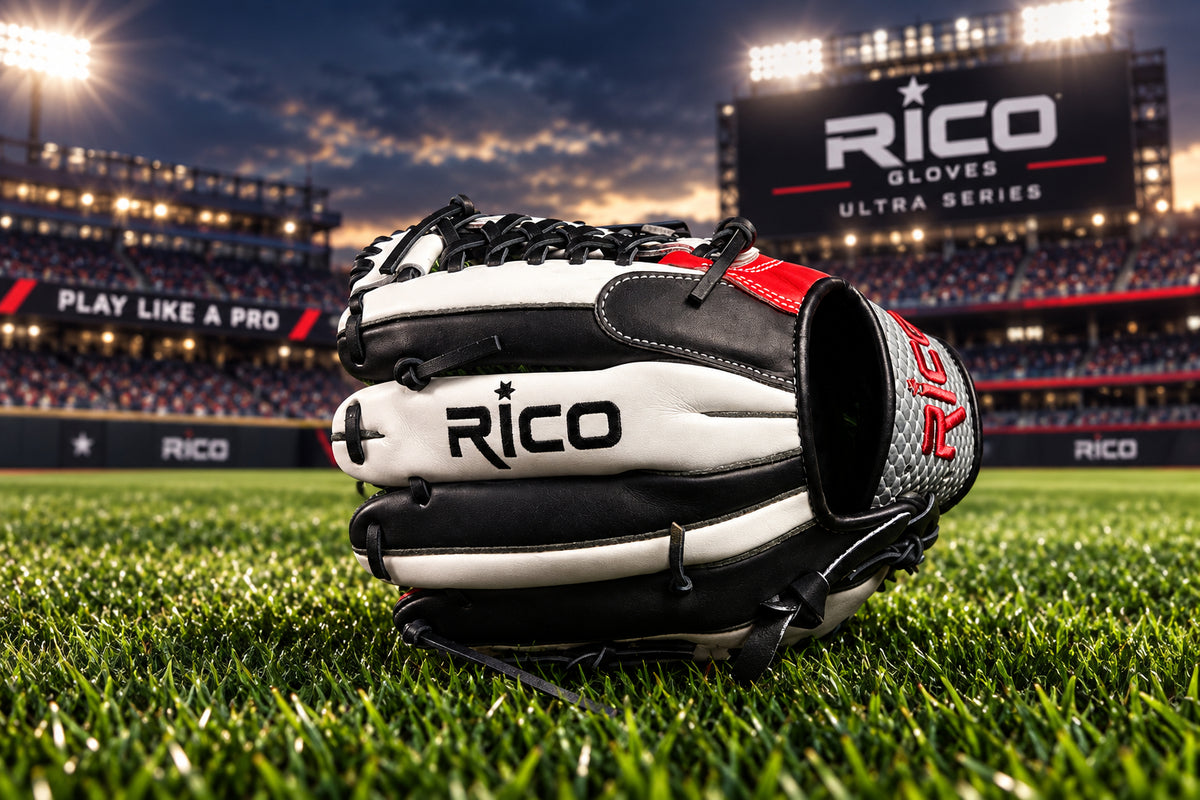 11.75 Ultra Series, right hand thrower, modified trap K web, red palm, white thumb, python grey wrist.