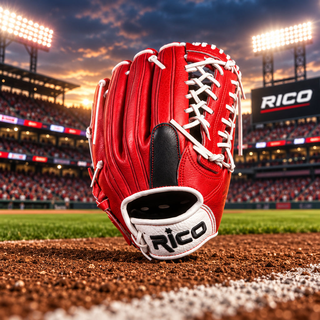 12.50 inch Prime Series, right hand thrower, red, white, and black glove, white wrist and laces.