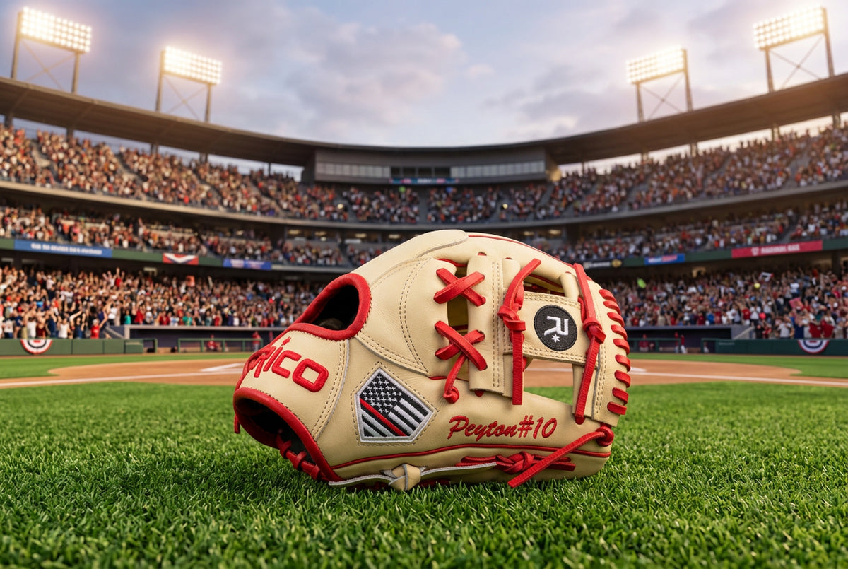 11.25 inch Ultra Series, right hand thrower, i web, cream shell, red laces, welting, and binding.