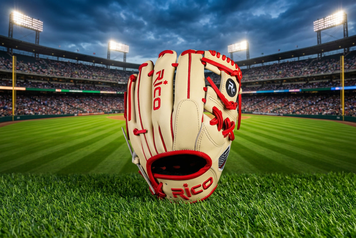 11.25 inch Ultra Series, right hand thrower, i web, cream shell, red laces, welting, and binding.