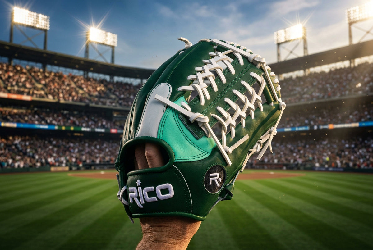 13.25 inch Ultra Series, right hand thrower, green shell, mint palm, white laces and finger pad, mod trap web.