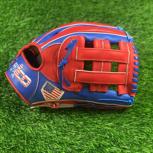 12.5 inch Limited Edition red and royal blue with H web, right hand thrower, home of the brave edition